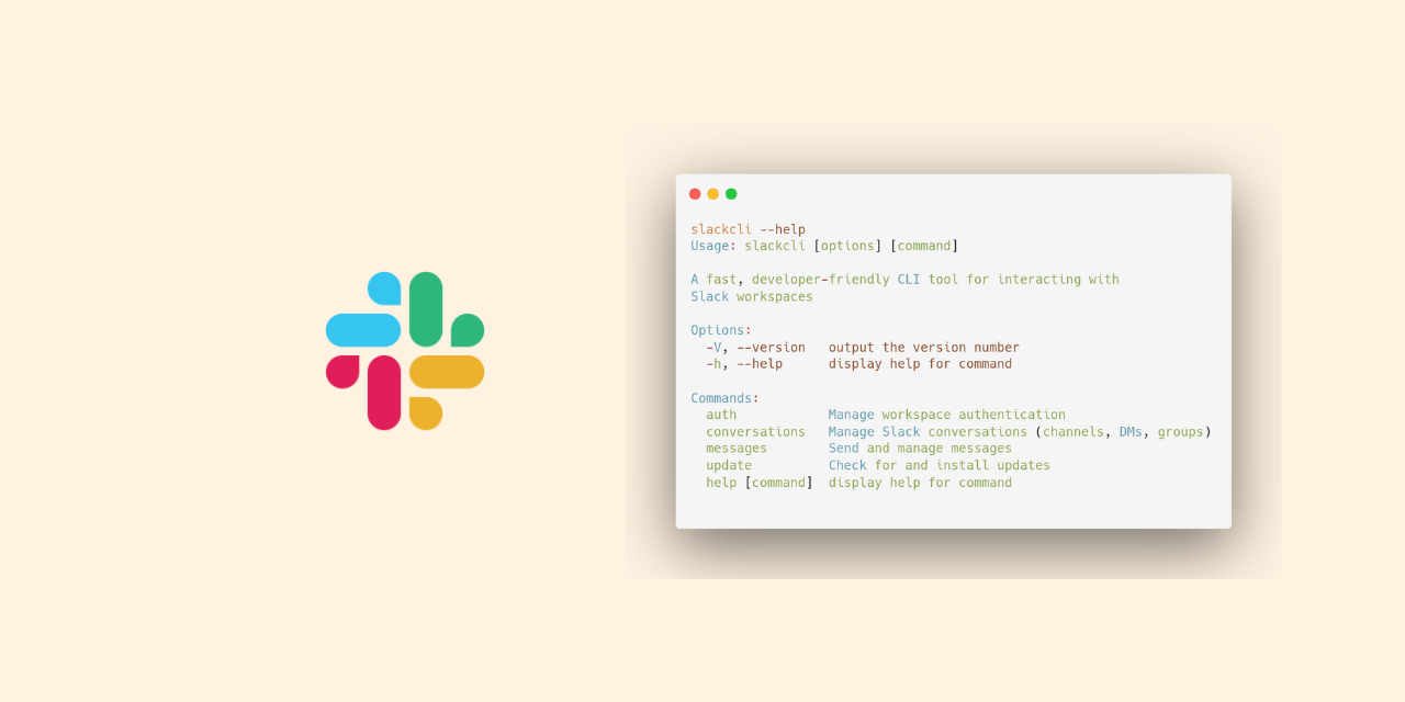 SlackCLI terminal interface showing Slack conversations